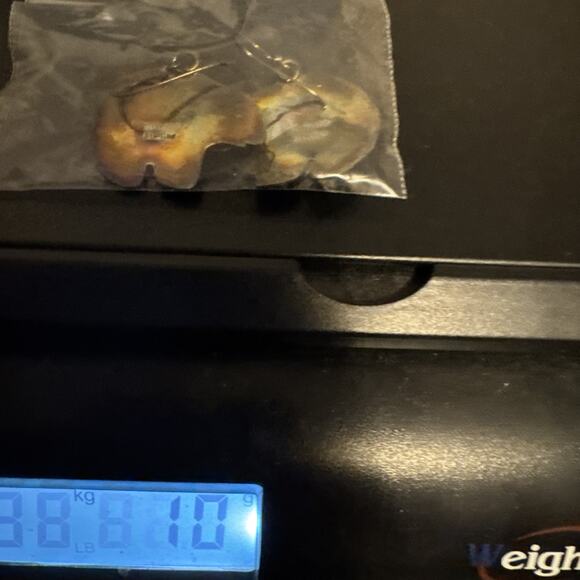 Native American Earrings Sterling Silver Bear Shaped Turquoise Stamped H. Wood - Picture 12 of 12